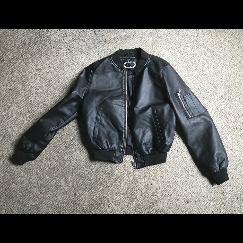 NWT Forever 21 faux leather bomber jacket